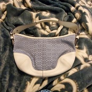 Small blue and white coach purse